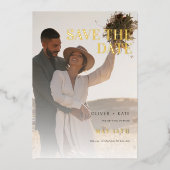 2 Foto Modern Wedding Save the Date Folie Uitnodiging (Voorkant)