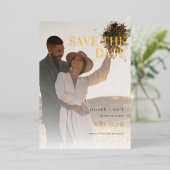 2 Foto Modern Wedding Save the Date Folie Uitnodiging (Staand Voorkant)