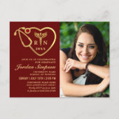 2 Foto Modern Zwart Goud Verpleegkundig Afstuderen Uitnodiging Briefkaart (Voorkant)