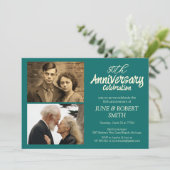 2 foto Moderne 50ste huwelijksverjaardag uitnodigi Kaart (Staand voorkant)