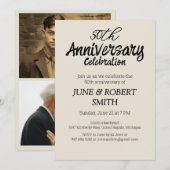 2 foto Moderne 50ste huwelijksverjaardag uitnodigi Kaart (Voorkant / Achterkant)