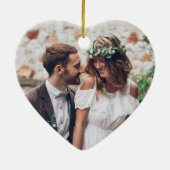 2 Foto: Mr & Mrs. 1st Kerstmis, Hood Heart Keramisch Ornament (Achterkant)