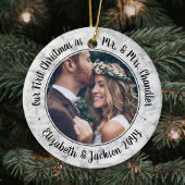 2 Foto: Mr & Mrs. 1st kerstscript Faux Marble Keramisch Ornament