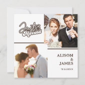 2 foto net getrouwd modern script hart bruiloft aankondiging (Voorkant)