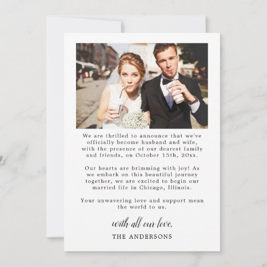 2 foto net getrouwd script bruiloft kerst bedankkaart (Achterkant)