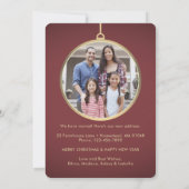 2 Foto: New Home Address Burgundy & Gold Moving Feestdagenkaart (Achterkant)