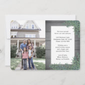 2 Foto New Home Farmhouse Greenery & Wood Moving Feestdagenkaart (Achterkant)