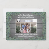 2 Foto New Home Farmhouse Greenery & Wood Moving Feestdagenkaart (Voorkant)