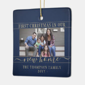 2 Foto New Home First Kerstmis Blue & Gold Keramisch Ornament (Links)