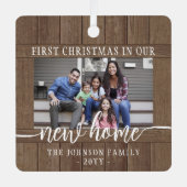 2 Foto: New Home First Kerstmis Rustic Faux Wood Metalen Ornament (Voorkant)