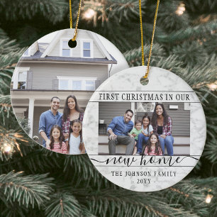 2 Foto: New Home First Xmas Faux Marmer Round Keramisch Ornament