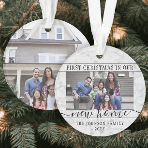 2 Foto: New Home First Xmas Faux Marmer Round Ornament