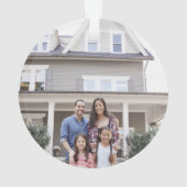 2 Foto: New Home First Xmas Grey Faux Wood Round Ornament (achterkant)