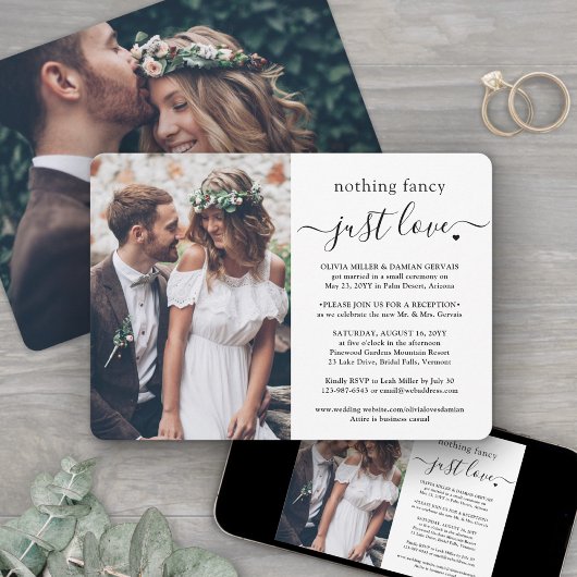 2 Foto Niets bijzonders Alleen liefde Trouwrecepti Kaart
