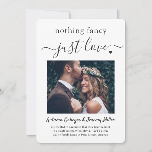 2 Foto niets Fancy gewoon liefdeshuwelijk Kaart (Voorkant)