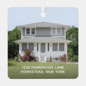 2 Foto Nieuw Adres Eerste Pasen Wit Manuscript Metalen Ornament (Achterkant)