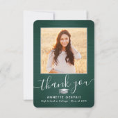 2 Foto Nieuw Adres geborsteld Groen wit Afstuderen Bedankkaart (Voorkant)