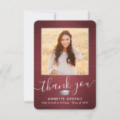 2 Foto Nieuw Adres geborsteld rood grijs Afstudere Bedankkaart (Voorkant)