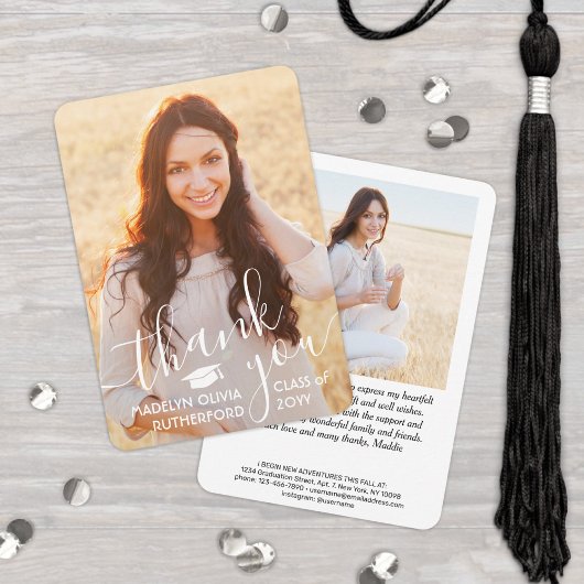 2 Foto Nieuw Adres Wit Typografie Afstuderen Bedankkaart