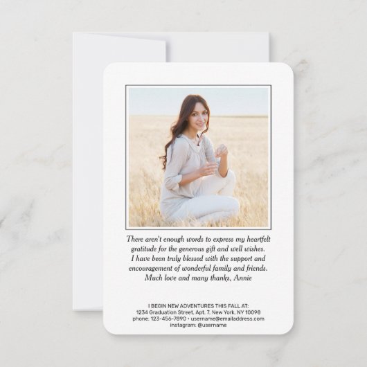 2 Foto Nieuw Adres Zwart witscript Afstuderen Bedankkaart (Achterkant)