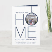 2 Foto Nieuw Home Kerst Ornament Navy & White Feestdagen Kaart (Voorkant)