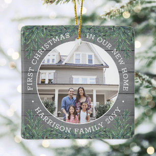 2 Foto: nieuw startpunt 1e mas faux grijs hout & p Keramisch Ornament