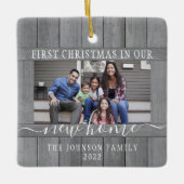 2 Foto nieuw startpunt voor eerste kerst: grijs ho Keramisch Ornament (Voorkant)