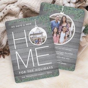 2 Foto Nieuw thuisadres Modern Wood & Pine Moving Feestdagenkaart