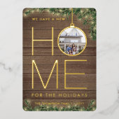 2 Foto Nieuwe Starthout, Pine & String Lights Folie Feestdagenkaart (Voorkant)