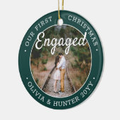 2 Foto Ons eerste kerstfeest Groen en Wit Keramisch Ornament (Links)