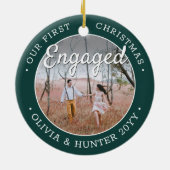 2 Foto Ons eerste kerstfeest Groen en Wit Keramisch Ornament (Achterkant)