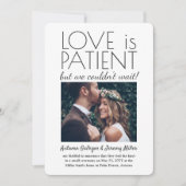 2 Foto Ontvangst Alleen Liefde is Geduldig Trouwen Kaart (Voorkant)