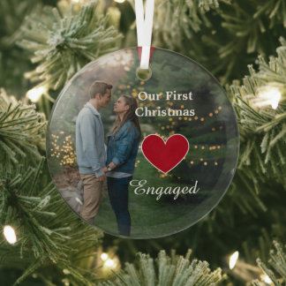 2 Foto Onze Eerste Kerst Betrokken Hart /Custom Glas Ornament