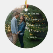 2 Foto Onze Eerste Kerst Betrokken Hart /Custom Keramisch Ornament (Achterkant)