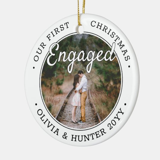 2 Foto Onze eerste kerst in zwart-wit Keramisch Ornament (Links)