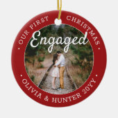 2 Foto Onze eerste kerst Rood en Wit Keramisch Ornament (Voorkant)