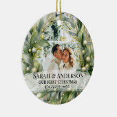 2 Foto Onze eerste kerst verloofd, Zverloofd Keramisch Ornament (Rechts)