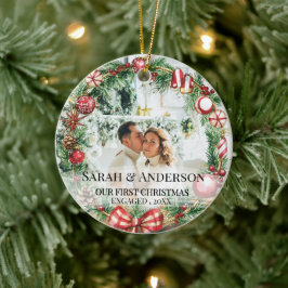 2 Foto Onze eerste kerst verloofd, Zverloofd Keramisch Ornament