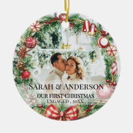 2 Foto Onze eerste kerst verloofd, Zverloofd Keramisch Ornament