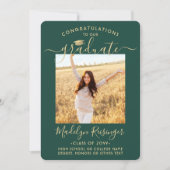 2 Foto Ouders Felicitaties Groene en Gouden Afstud Aankondiging (Voorkant)