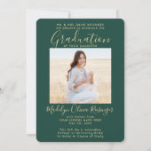 2 Foto Ouders Felicitaties Groene en Gouden Afstud Aankondiging (Achterkant)