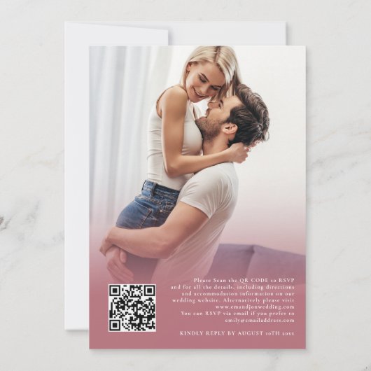 2 foto overlay script QR code Roos gouden bruiloft Kaart (Achterkant)