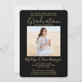 2 Foto Parents Congrates Black en Gold Afstuderen Aankondiging (Achterkant)