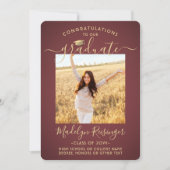 2 Foto Parents Congrats Burgundy Gold Afstuderen Aankondiging (Voorkant)