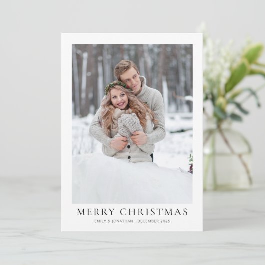 2 foto Pas getrouwd Eerste getrouwde kerst Kaart (Staand voorkant)