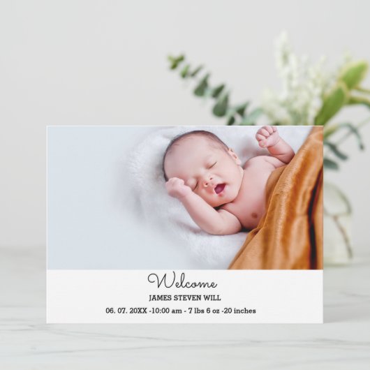 2 foto pasgeborenen welkom geboorteaankondiging aankondiging (Staand voorkant)
