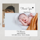 2 foto pasgeborenen welkom geboorteaankondiging aankondiging (Voorkant / Achterkant)