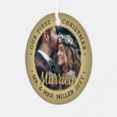 2 Foto Passen getrouwd 1e MAART, gehuwd met zwart  Metalen Ornament (Voorkant links)