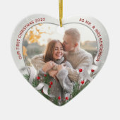 2 Foto Passen getrouwd 1st Christmas Silver Lijst Keramisch Ornament (Voorkant)