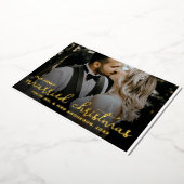 2 Foto Passen getrouwd 1st gehuwd kerstscript Folie Feestdagenkaart (Gedraaid)